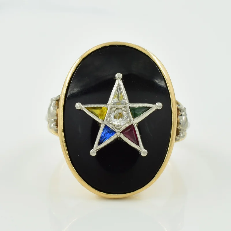 Upgrade Your Collection With Our Limited-Time Jewelry Sale Black Onyx, Multi Colour Synthetic Stone, & Diamond Ring | 8.00ct, 0.20ctw, 0.07ctw | SZ 8.5 | Upgrade Your Collection With Our Limited-Time Jewelry Sale Black Onyx, Multi Colour Synthetic Stone, & Diamond Ring | 8.00ct, 0.20ctw, 0.07ctw | SZ 8.5 |