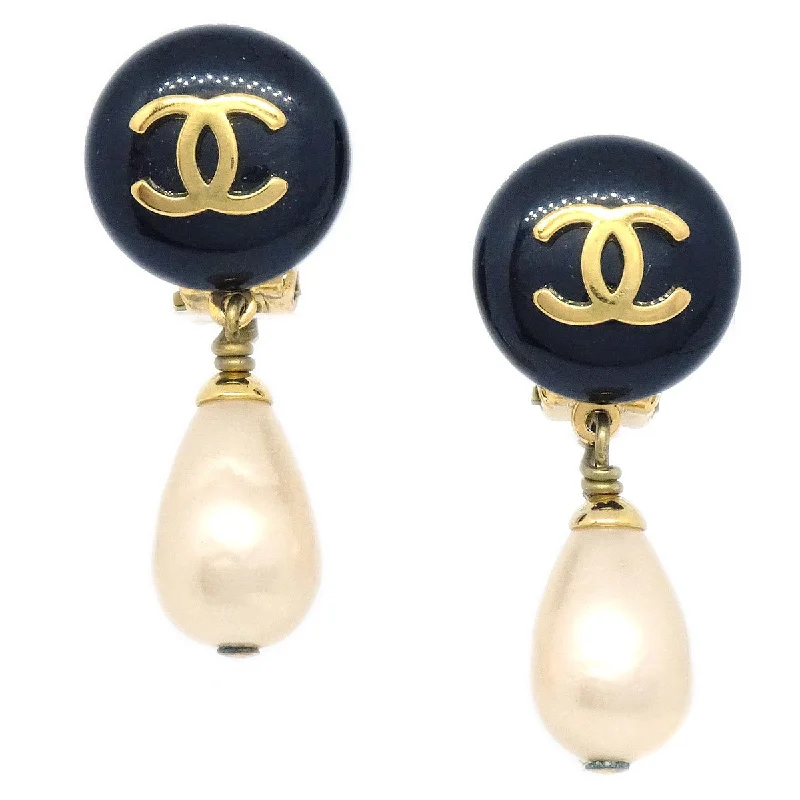Personalized Jewelry Sale – Meaningful Gifts At Great Prices Chanel 1995 Black CC Button & Faux Teardrop Pearl Dangle Earrings