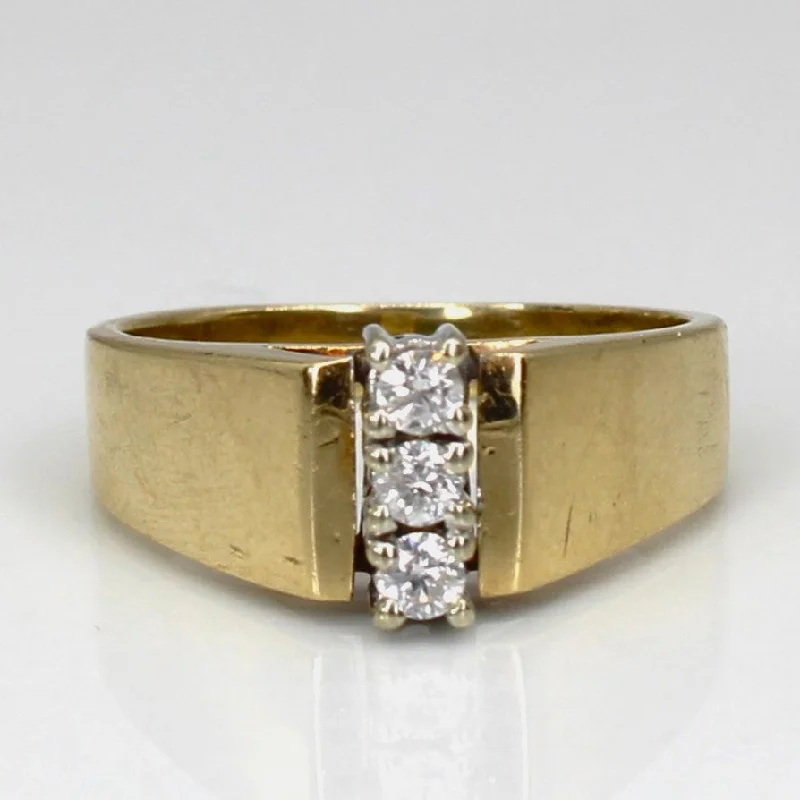 Dainty Floral Jewelry For Feminine Elegance Prong Set 3 Stone Diamond Ring | 0.15ctw | SZ 5.25 | Dainty Floral Jewelry For Feminine Elegance Prong Set 3 Stone Diamond Ring | 0.15ctw | SZ 5.25 |