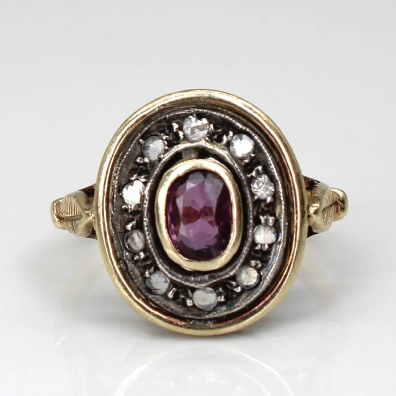Luxury Handcrafted Jewelry For Elegant Looks 12k and Silver Ruby and Diamond Slice Vintage Ring | 0.45ctw, 0.10 ctw, | SZ 7 | Luxury Handcrafted Jewelry For Elegant Looks 12k and Silver Ruby and Diamond Slice Vintage Ring | 0.45ctw, 0.10 ctw, | SZ 7 |