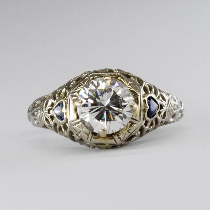 Clearance Sale On High-End Jewelry Collections Art Deco 18k Diamond & Sapphire Ring | 1.01 ct | SZ 4.5 | Clearance Sale On High-End Jewelry Collections Art Deco 18k Diamond & Sapphire Ring | 1.01 ct | SZ 4.5 |