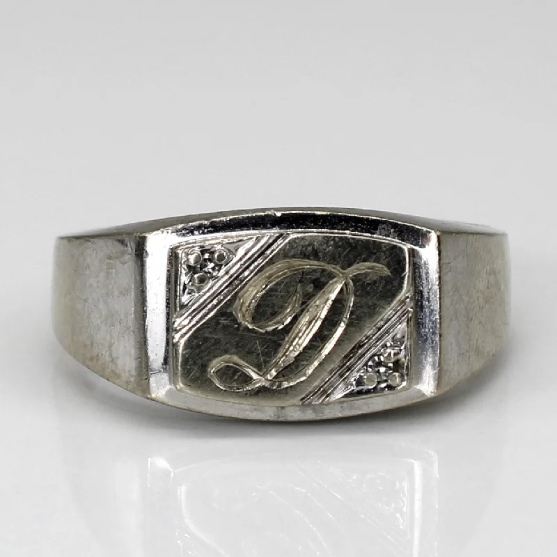 Exclusive Gemstone Jewelry Markdowns – Shop Now Initial 'D' White Gold and Diamond Signet Ring | 0.005ctw |SZ 10 | Exclusive Gemstone Jewelry Markdowns – Shop Now Initial 'D' White Gold and Diamond Signet Ring | 0.005ctw |SZ 10 |