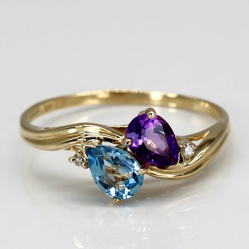 Shine In Style – Shop Jewelry Discounts Today Topaz, Amethyst and Diamond 14k Ring | 0.86ctw, 0.01ctw | SZ 8.75| Shine In Style – Shop Jewelry Discounts Today Topaz, Amethyst and Diamond 14k Ring | 0.86ctw, 0.01ctw | SZ 8.75|