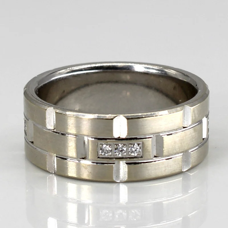 Eco-Friendly Sustainable Jewelry For Conscious Buyers Diamond and Textured Wide White 18k Gold Band | 0.084 ctw | SZ 11.5 | Eco-Friendly Sustainable Jewelry For Conscious Buyers Diamond and Textured Wide White 18k Gold Band | 0.084 ctw | SZ 11.5 |