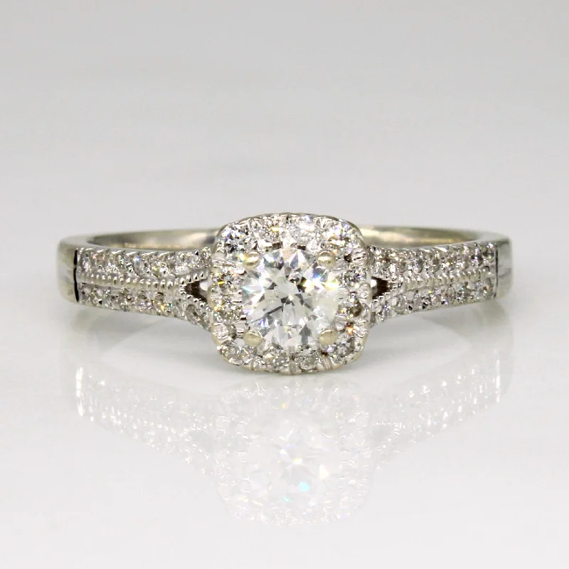 High-End Jewelry, Now More Affordable Than Ever Diamond Halo Set Engagement Ring | 0.42ctw | SZ 7.25 | High-End Jewelry, Now More Affordable Than Ever Diamond Halo Set Engagement Ring | 0.42ctw | SZ 7.25 |