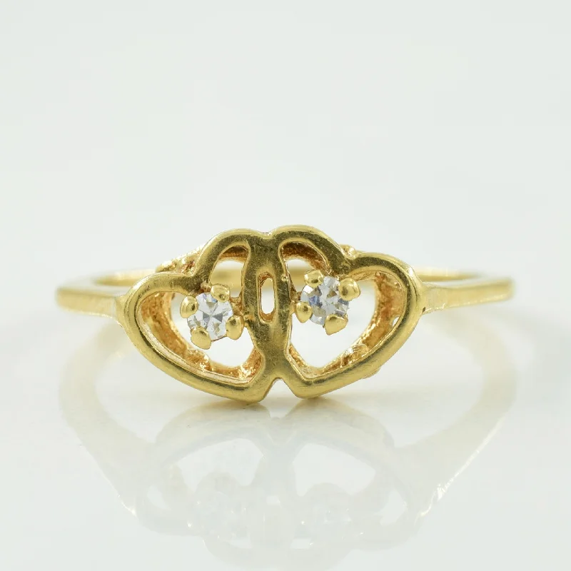 Exclusive Online Jewelry Sale – Don't Wait Dual Heart Diamond Ring | 0.05ctw | SZ 5.5 |