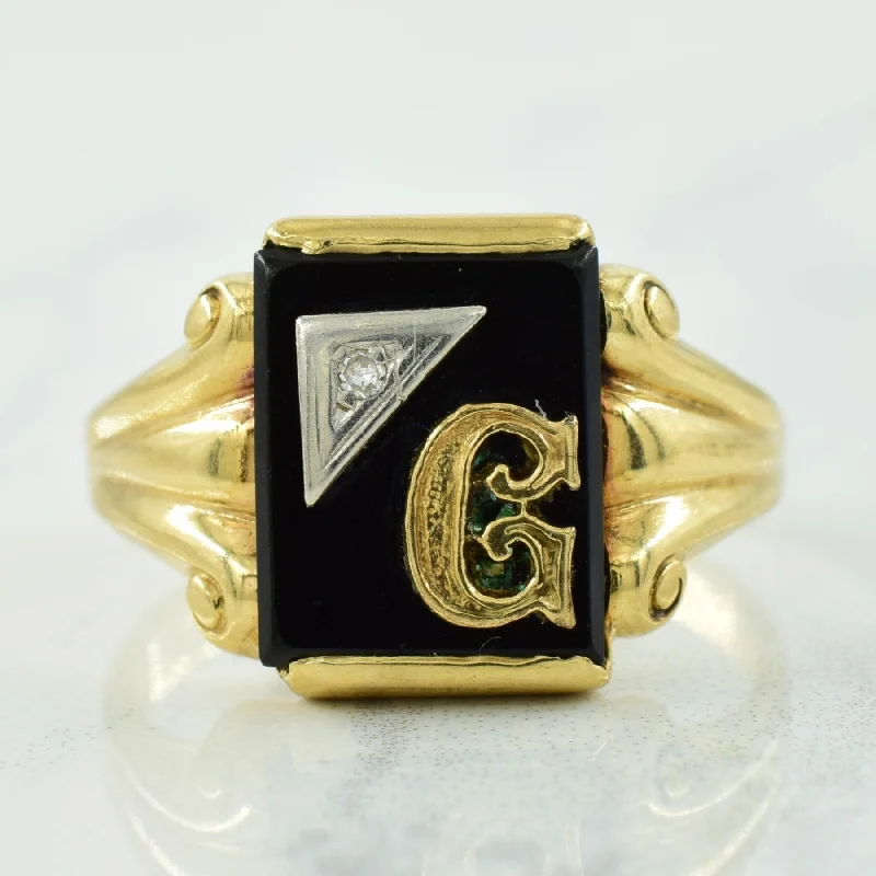 Flash Sale On Stunning Jewelry – Don't Miss Out 'G' Black Onyx & Diamond Ring | 3.80ct, 0.01ct | SZ 10.25 | Flash Sale On Stunning Jewelry – Don't Miss Out 'G' Black Onyx & Diamond Ring | 3.80ct, 0.01ct | SZ 10.25 |