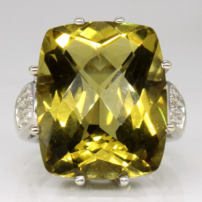 Last Chance To Grab Your Favorite Jewelry At A Discount Green Quartz & Diamond Cocktail Ring | 20.50ct, 0.08ctw | SZ 7 | Last Chance To Grab Your Favorite Jewelry At A Discount Green Quartz & Diamond Cocktail Ring | 20.50ct, 0.08ctw | SZ 7 |