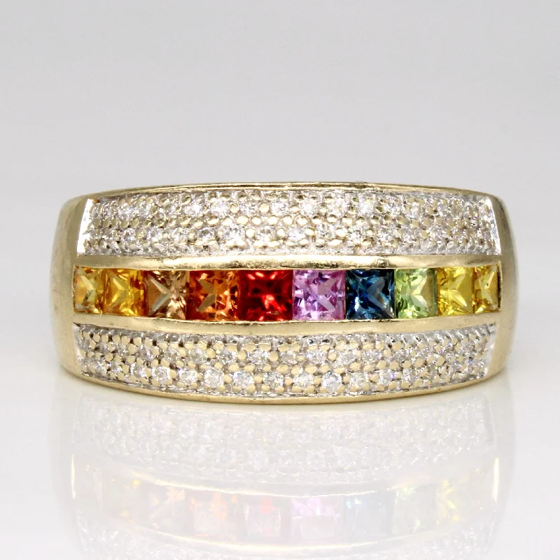 Stunning Jewelry At Even More Stunning Prices Multi Colour Sapphire & Diamond Cocktail Ring | 0.85ctw, 0.33ctw | SZ 9 | Stunning Jewelry At Even More Stunning Prices Multi Colour Sapphire & Diamond Cocktail Ring | 0.85ctw, 0.33ctw | SZ 9 |