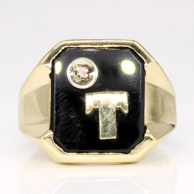 Once-A-Year Jewelry Deals – Shop Before They’Re Gone Onyx & Diamond 'T' Initial Ring | 2.75ct, 0.01ct | SZ 9 | Once-A-Year Jewelry Deals – Shop Before They’Re Gone Onyx & Diamond 'T' Initial Ring | 2.75ct, 0.01ct | SZ 9 |