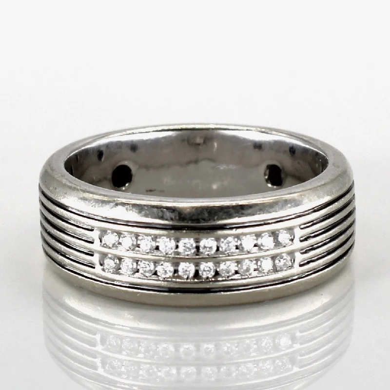 Premium Diamond Jewelry For Unforgettable Moments Channel Diamond Grooved 10k Band | 0.1ctw | SZ 9.75 | Premium Diamond Jewelry For Unforgettable Moments Channel Diamond Grooved 10k Band | 0.1ctw | SZ 9.75 |
