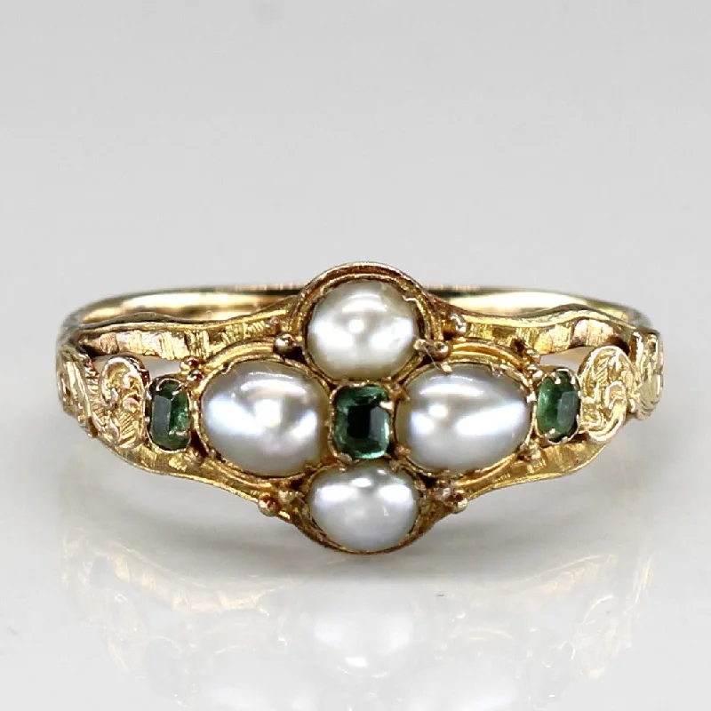 Chic And Stylish Jewelry At Discounted Prices Pearl Cabochon & Emerald 14k Ring | 1.0 ctw, 0.12ctw | SZ 8 | Chic And Stylish Jewelry At Discounted Prices Pearl Cabochon & Emerald 14k Ring | 1.0 ctw, 0.12ctw | SZ 8 |