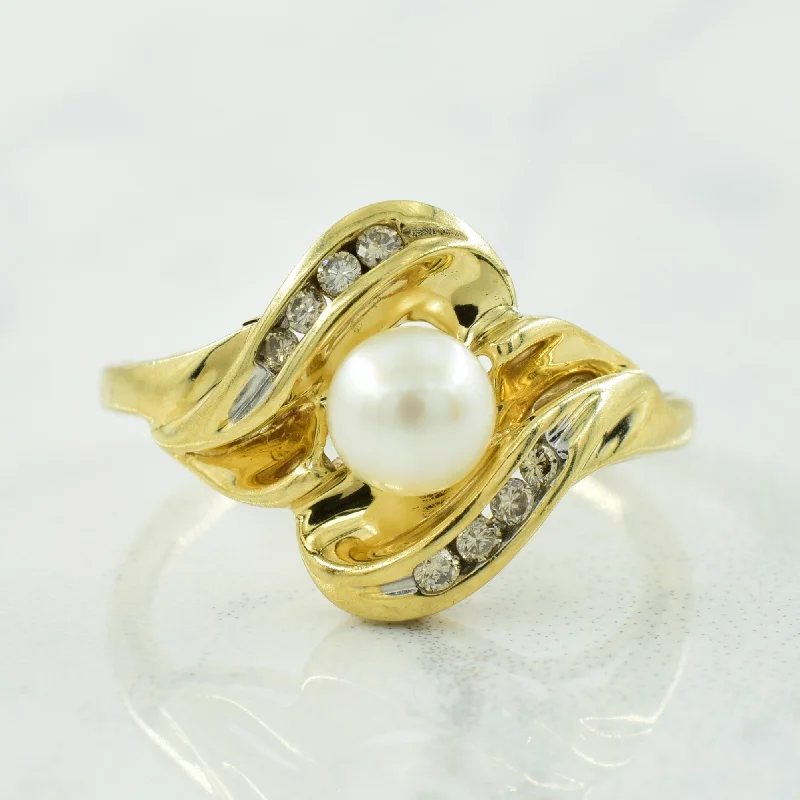 Shop Dazzling Jewelry At The Best Prices Pearl & Diamond Bypass Ring | 1.00ct, 0.10ctw | SZ 7 | Shop Dazzling Jewelry At The Best Prices Pearl & Diamond Bypass Ring | 1.00ct, 0.10ctw | SZ 7 |