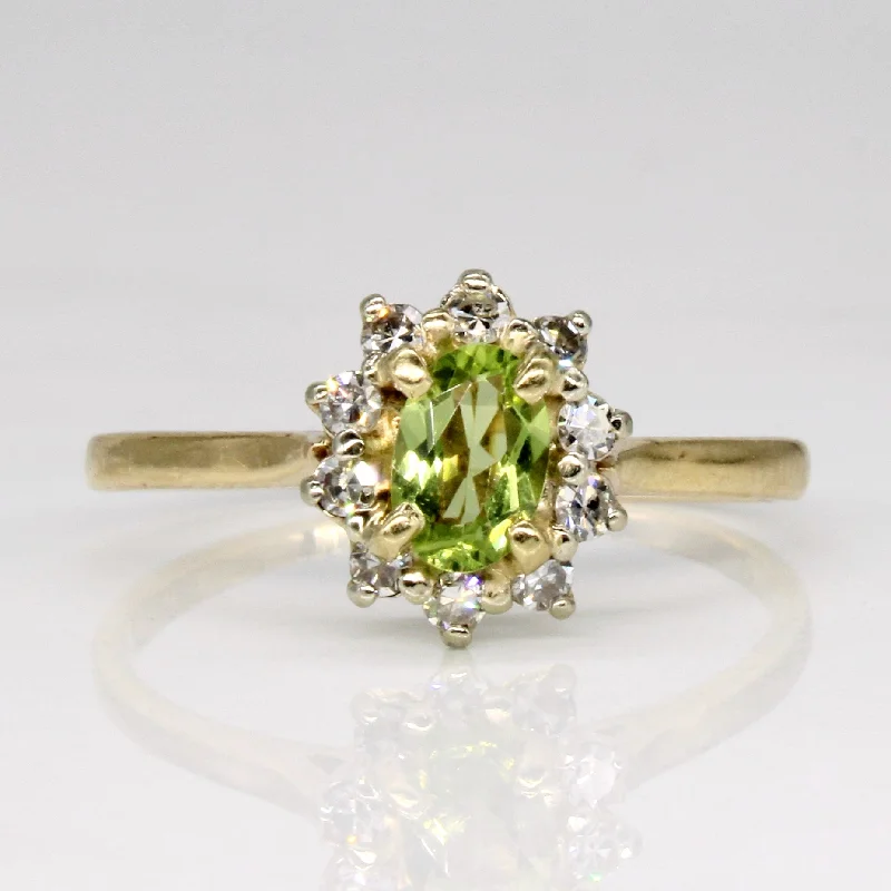Don't Miss These Dazzling Jewelry Discounts Peridot & Diamond Halo Ring | 0.40ct, 0.18ctw | SZ 8 | Don't Miss These Dazzling Jewelry Discounts Peridot & Diamond Halo Ring | 0.40ct, 0.18ctw | SZ 8 |