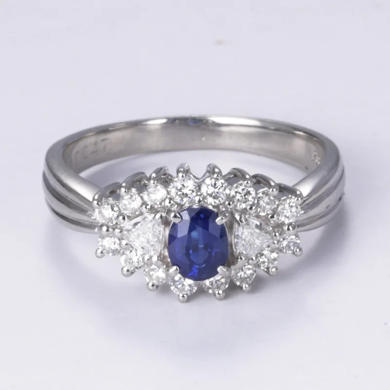 Huge Markdowns On Premium Jewelry Styles Platinum Sapphire and Diamond Cocktail Ring | 0.46ct, 0.47ctw | SZ 7 Huge Markdowns On Premium Jewelry Styles Platinum Sapphire and Diamond Cocktail Ring | 0.46ct, 0.47ctw | SZ 7
