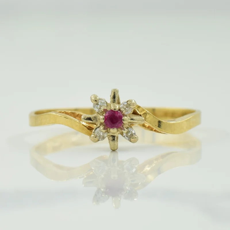 Shop Signature Jewelry Styles At Exclusive Prices Ruby & Diamond Bypass Ring | 0.04ct, 0.03ctw | SZ 6.25 |