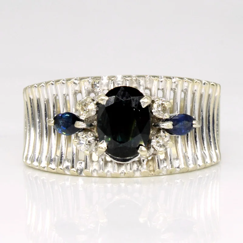 Classic And Modern Jewelry Styles On Sale Sapphire & Diamond Cocktail Ring | 0.90ctw, 0.07ctw | SZ 8.25 |