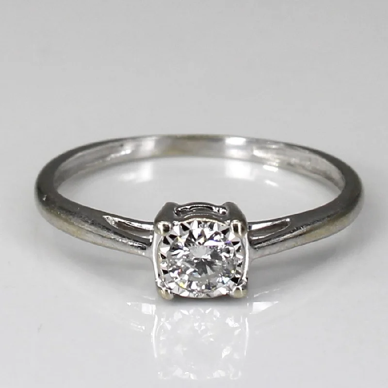 Dainty And Elegant Jewelry Now At Reduced Prices Solitaire Diamond White Gold Ring | 0.18ct | SZ 4.25 |