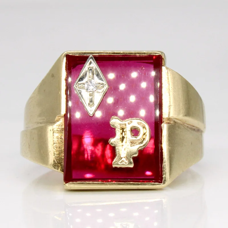 Jewelry Deals That Outshine The Rest Synthetic Ruby & Diamond 'P' Initial Ring | 4.50ct, 0.02ct | SZ 11.25 | Jewelry Deals That Outshine The Rest Synthetic Ruby & Diamond 'P' Initial Ring | 4.50ct, 0.02ct | SZ 11.25 |