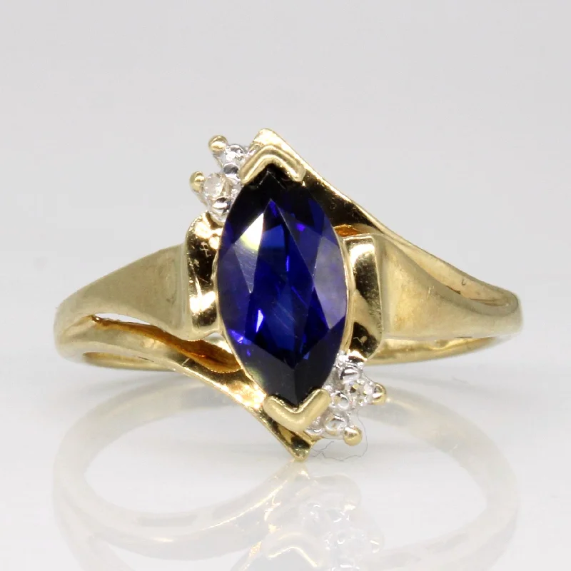 Flash Sale On Stunning Jewelry – Don't Miss Out Synthetic Sapphire & Diamond Ring | 1.20ct, 0.01ctw | SZ 6.75 |