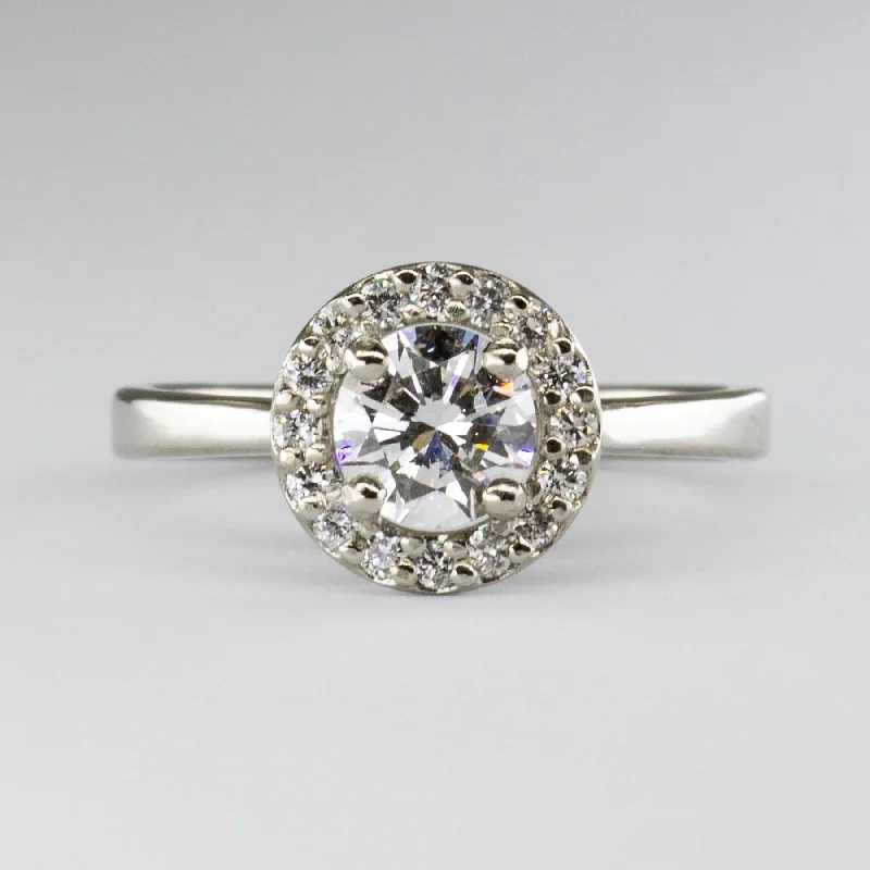 Premium Jewelry Now Available At Special Discounts '100 Ways' GIA Certified Diamond Halo 18k Ring | 0.71 ct SI1 G, 0.16ctw | SZ 5.75 Premium Jewelry Now Available At Special Discounts '100 Ways' GIA Certified Diamond Halo 18k Ring | 0.71 ct SI1 G, 0.16ctw | SZ 5.75