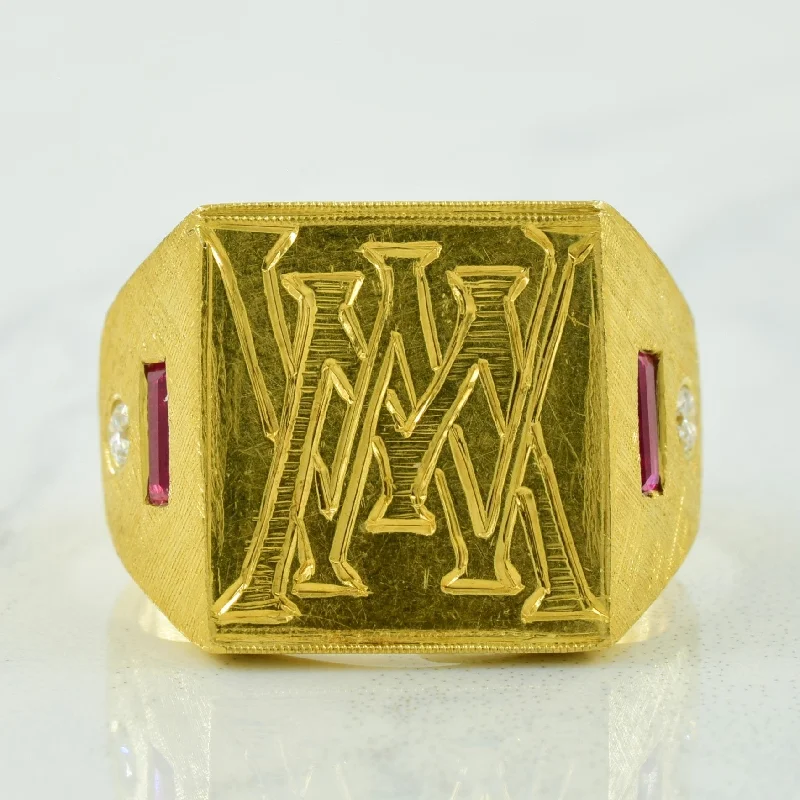 Seasonal Jewelry Deals – Elevate Your Style 'WM' Synthetic Ruby & Diamond Ring | 0.24ctw, 0.10ctw | SZ 8.5 | Seasonal Jewelry Deals – Elevate Your Style 'WM' Synthetic Ruby & Diamond Ring | 0.24ctw, 0.10ctw | SZ 8.5 |