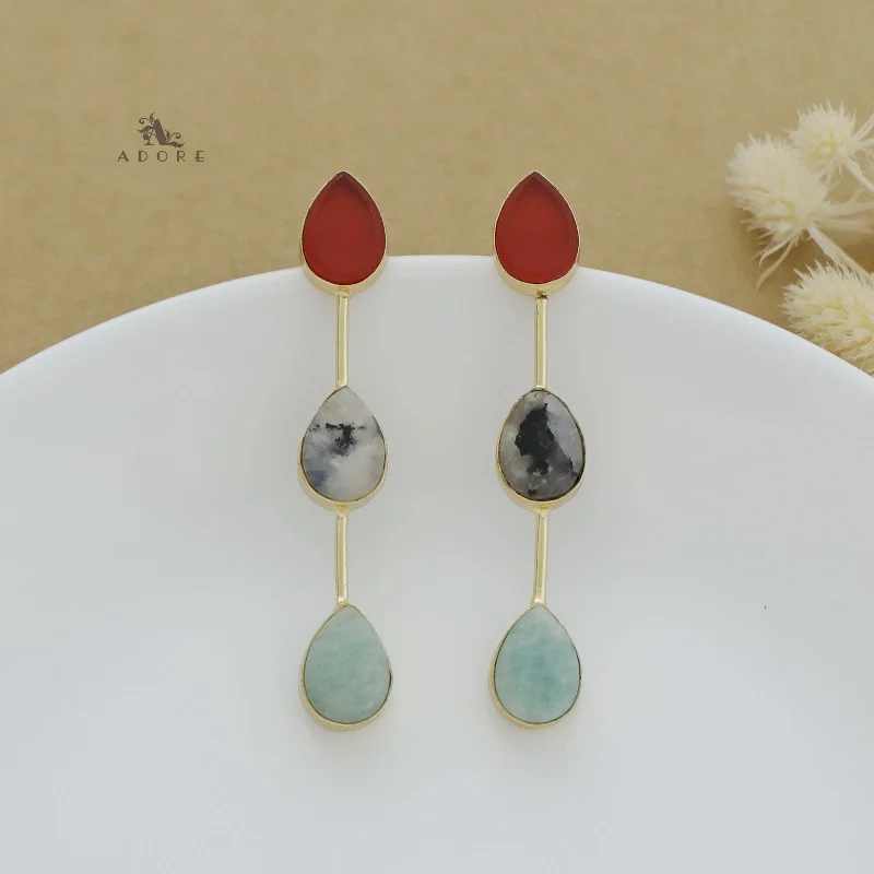 Maroon + Rainbow Moon Stone + Amazonite Green