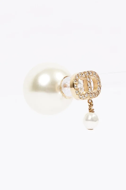 Christian Dior Womens Dior Tribales Earrings Faux Pearls / Gold Finish