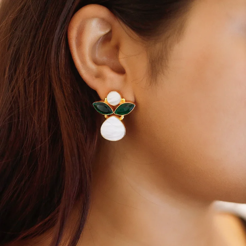 Shop Handcrafted Jewelry At Special Promotional Rates Dual MOP + Glossy Leaf Earring Shop Handcrafted Jewelry At Special Promotional Rates Dual MOP + Glossy Leaf Earring