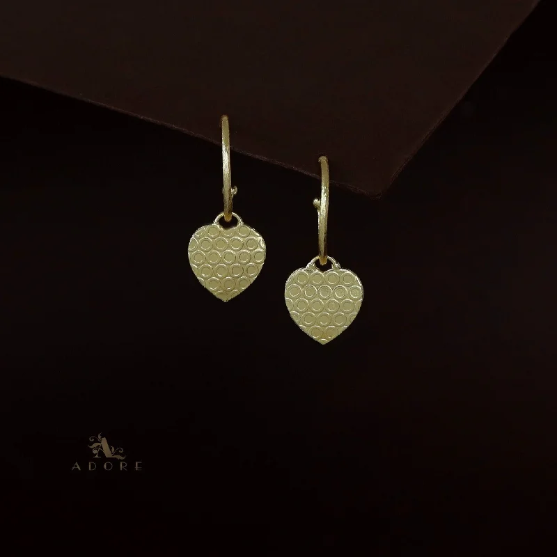 High-Quality Gemstone Jewelry For Special Occasions Enora Golden Textured Heart Hoop Earring High-Quality Gemstone Jewelry For Special Occasions Enora Golden Textured Heart Hoop Earring