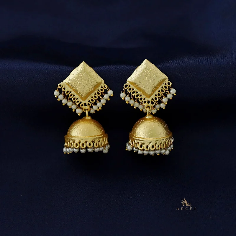 Personalized Jewelry At Special Discount Rates Golden Engraved Textured Pearl Jhumka Personalized Jewelry At Special Discount Rates Golden Engraved Textured Pearl Jhumka