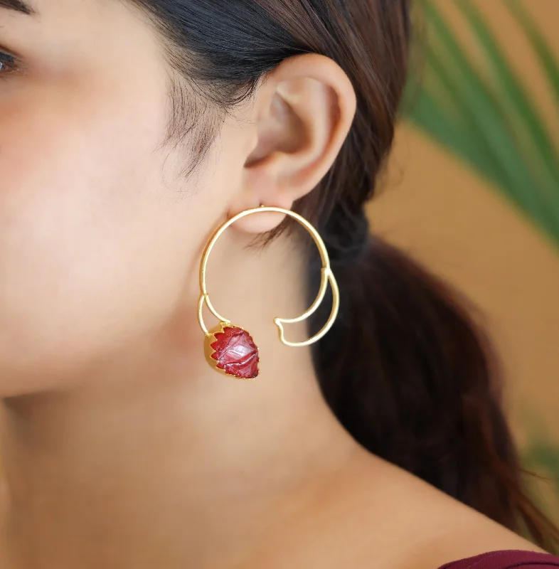 Shine Bright With Our Special Jewelry Promotions Golden Semi Circle Drop Raw Dyed Stone Earring Shine Bright With Our Special Jewelry Promotions Golden Semi Circle Drop Raw Dyed Stone Earring