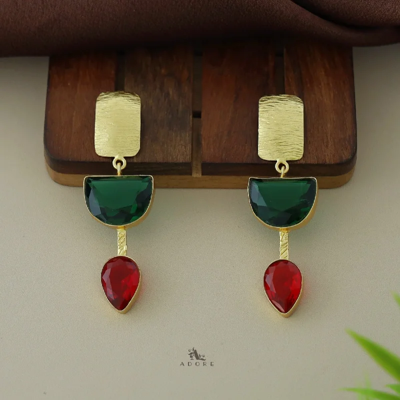 Fashion-Forward Jewelry At Exclusive Discounts Golden Textured Glossy Semi Circle And Dew Drop Earring