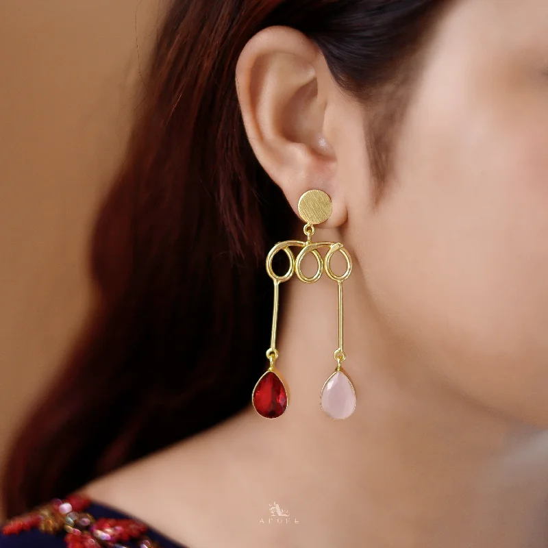 Special Deals On Handcrafted And Designer Jewelry Golden Tri Loop Dual Glossy Drop Earring Special Deals On Handcrafted And Designer Jewelry Golden Tri Loop Dual Glossy Drop Earring