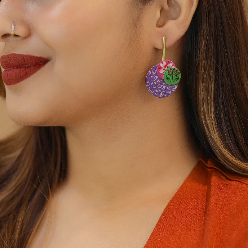 Odessa Hand Painted Circle Stick Earring