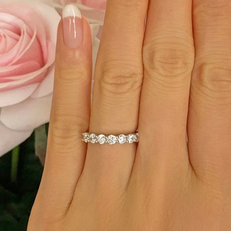 Luxury Jewelry At Unbeatable Discounts 1 ctw Half Eternity Band - 10k Solid White Gold Luxury Jewelry At Unbeatable Discounts 1 ctw Half Eternity Band - 10k Solid White Gold
