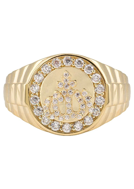 Shop Fine Jewelry With Amazing Deals 10K Gold Cz Allah Ring For Men | 2.6 Grams