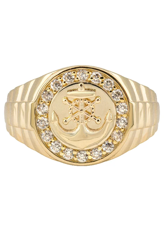 Once-A-Year Jewelry Deals – Shop Before They’Re Gone 10K Gold Cz Anchor Ring For Men | 2.6 Grams Once-A-Year Jewelry Deals – Shop Before They’Re Gone 10K Gold Cz Anchor Ring For Men | 2.6 Grams