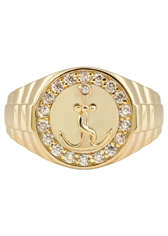 Don't Miss These Dazzling Jewelry Discounts 10K Gold Cz Anchor Ring For Men | 2.6 Grams Don't Miss These Dazzling Jewelry Discounts 10K Gold Cz Anchor Ring For Men | 2.6 Grams
