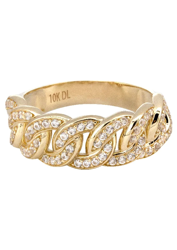 10K Gold Cz Cuban Ring For Men | 5 Grams