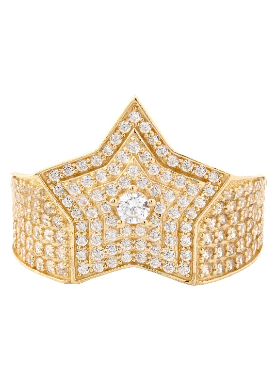 10K Gold Cz Star Ring For Men | 6.6 Grams