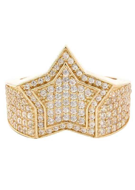 10K Gold Cz Star Ring For Men | 7 Grams