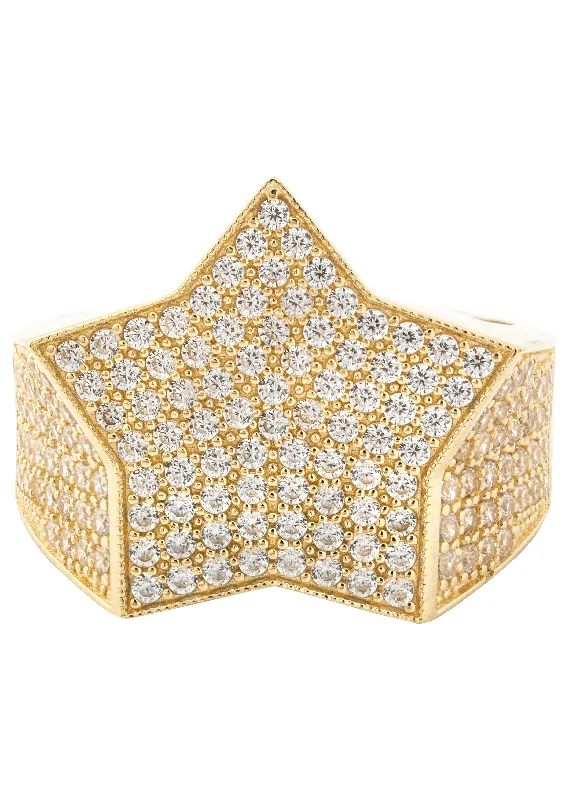 10K Gold Cz Star Ring For Men | 7 Grams