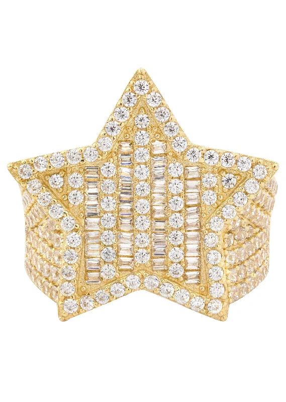 10K Gold Cz Star Ring For Men | 8.4 Grams