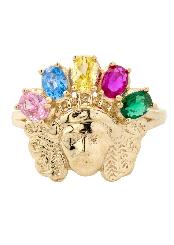 10K Gold Indian Chief Ring For Men | 2.3 Grams