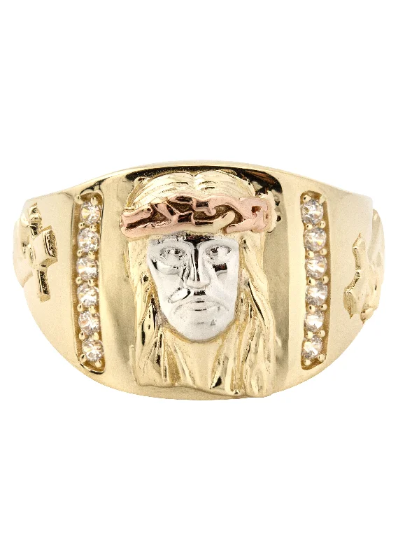 10K Gold Jesus Ring For Men | 6 Grams