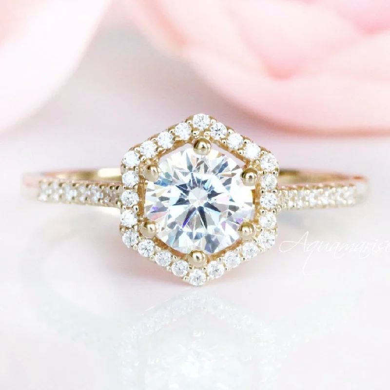 Handcrafted Jewelry Sale – Unique Designs At Low Prices Isabelle Hexagon Engagement Ring- 10K/14K/18K Solid Yellow Gold Handcrafted Jewelry Sale – Unique Designs At Low Prices Isabelle Hexagon Engagement Ring- 10K/14K/18K Solid Yellow Gold