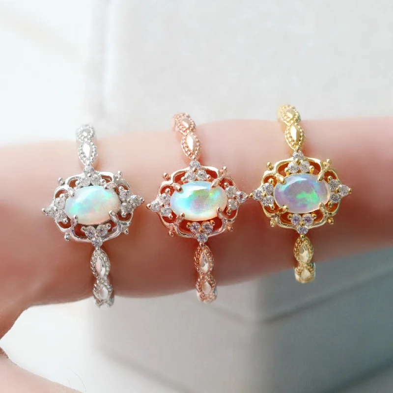 Must-Have Jewelry Pieces At Reduced Prices Claire Natural Australian Opal Engagement Ring- 10K 14K 18K Solid Gold Must-Have Jewelry Pieces At Reduced Prices Claire Natural Australian Opal Engagement Ring- 10K 14K 18K Solid Gold
