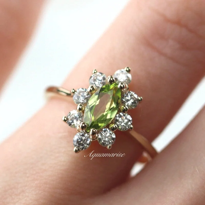 Personalized Jewelry Sale – Unique Pieces At Great Prices Marquise Natural Peridot Engagement Ring- 14K Solid Yellow Gold Personalized Jewelry Sale – Unique Pieces At Great Prices Marquise Natural Peridot Engagement Ring- 14K Solid Yellow Gold