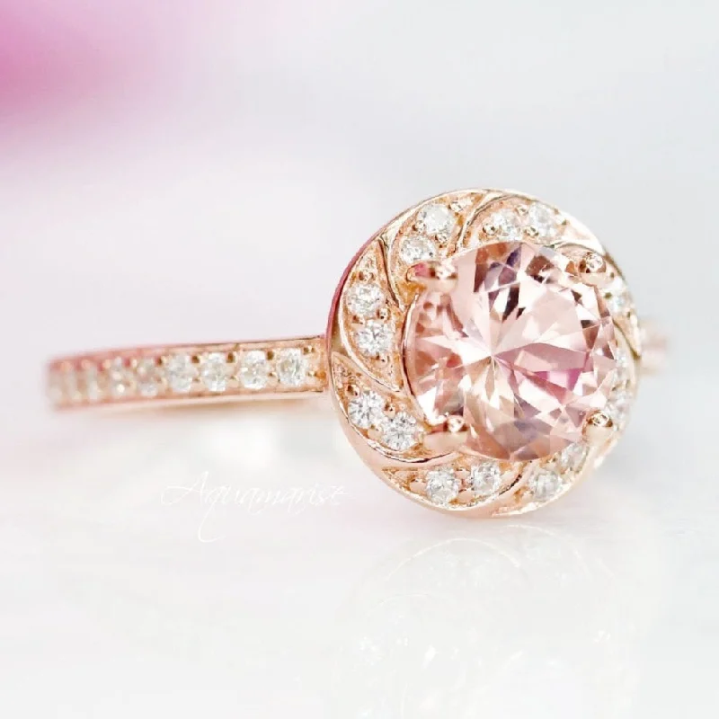 Exclusive Jewelry Sale – Sparkle For Less Twisted Halo Morganite Engagement Ring- 14K Solid Rose Gold Exclusive Jewelry Sale – Sparkle For Less Twisted Halo Morganite Engagement Ring- 14K Solid Rose Gold